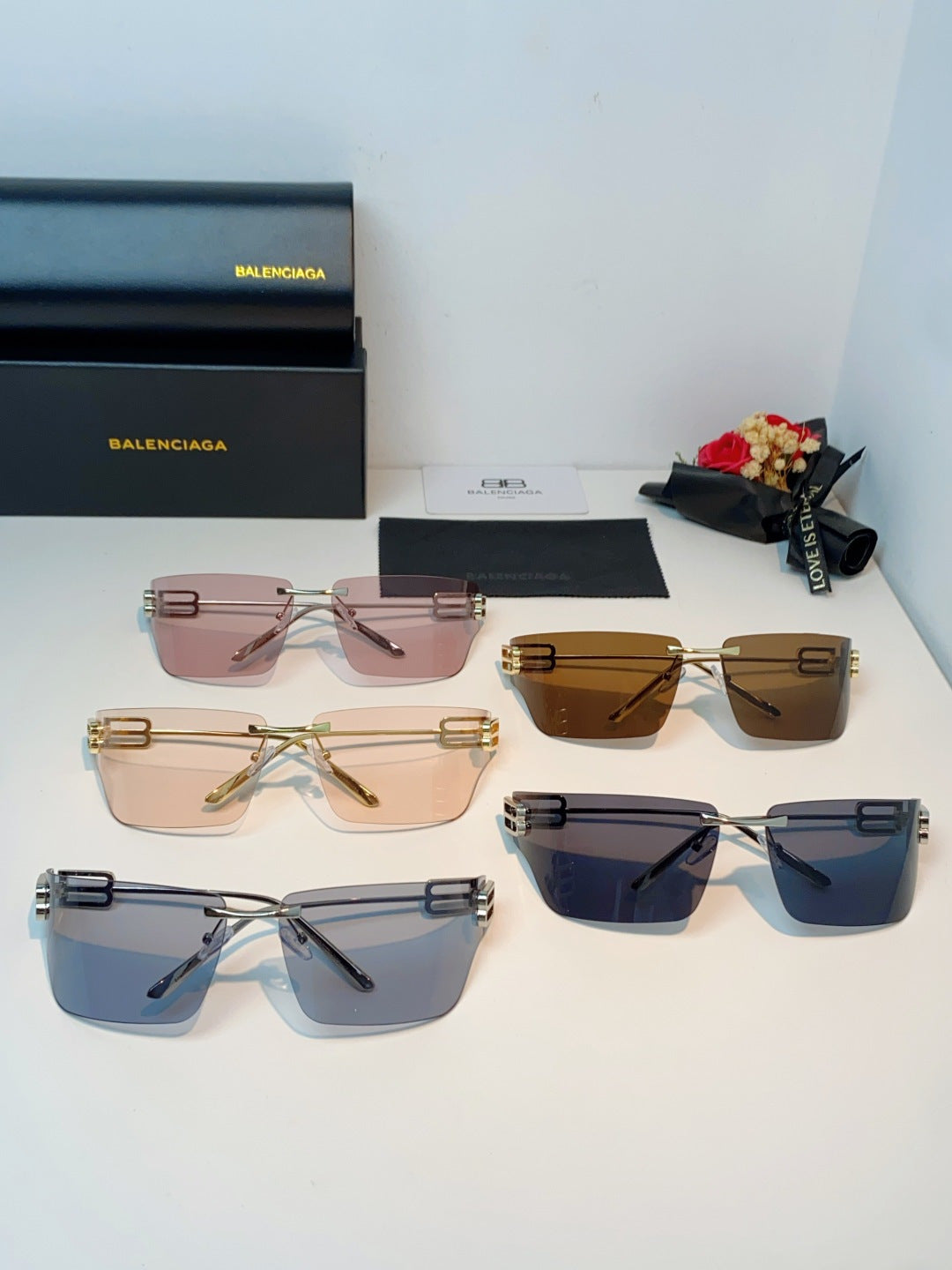 Balenciaga Lightweight Rimless Gold Lens Sunglasses for Men & Women - detail image 13