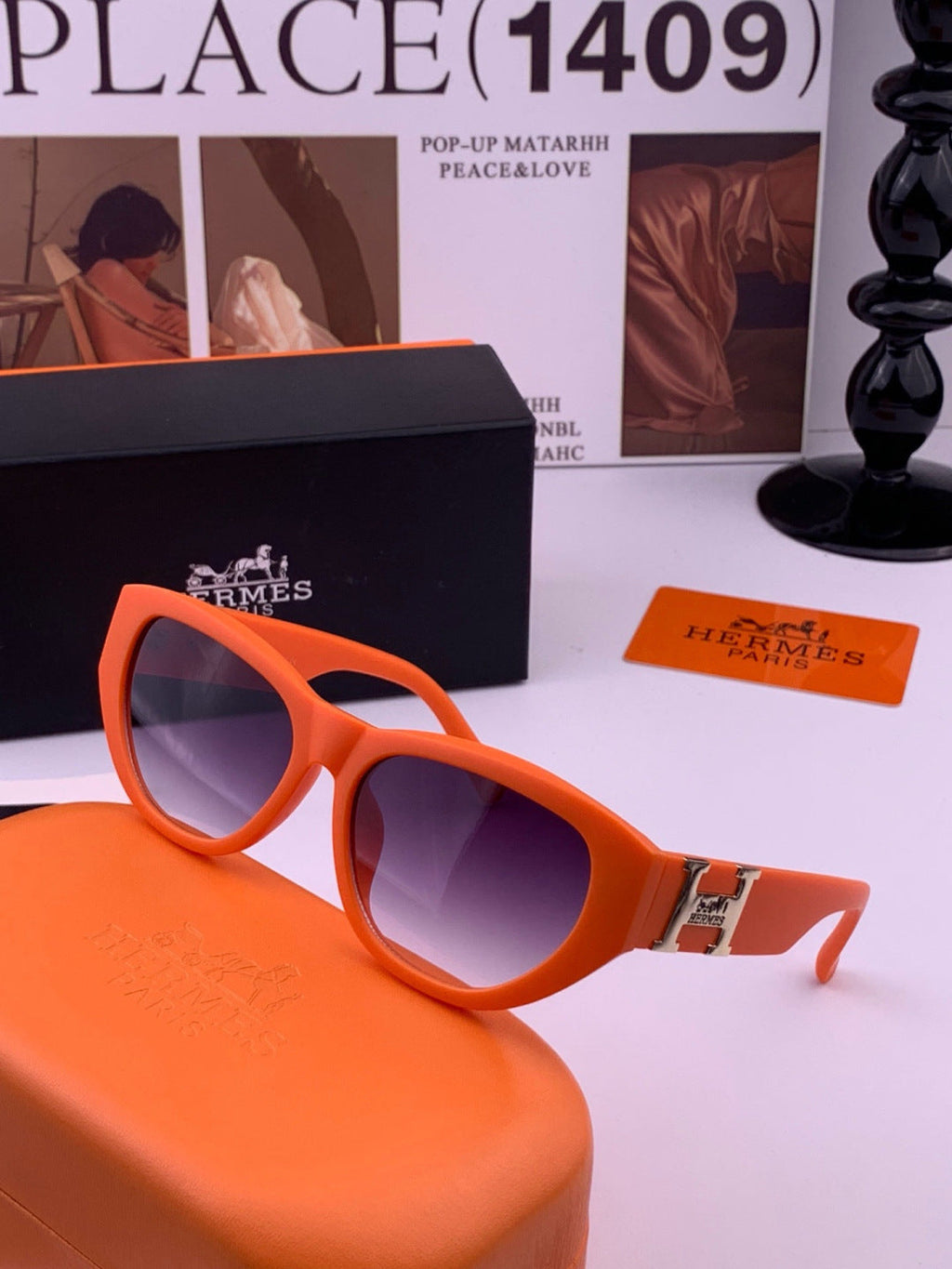 Hermès H37005 Square Red Lens Sunglasses for Men & Women - 416543 - detail image 2