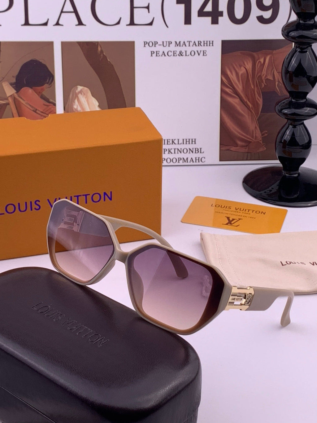 Louis Vuitton L17001 Square Purple Lens Sunglasses for Women - 431189 - detail image 2