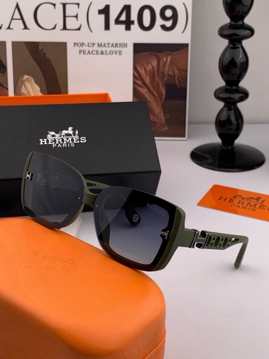 Hermès H3511 Polarized Square Gold Lens Sunglasses for Men & Women - 450023 - detail image 4