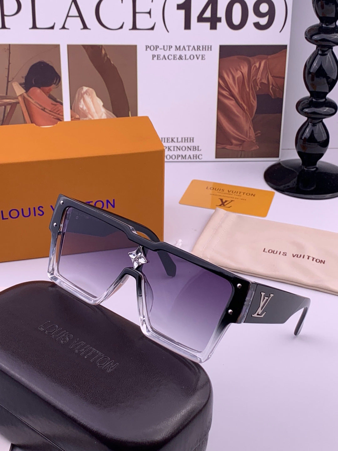 Louis Vuitton L7600 Square Black Lens Sunglasses for Women - 448506 - detail image 2