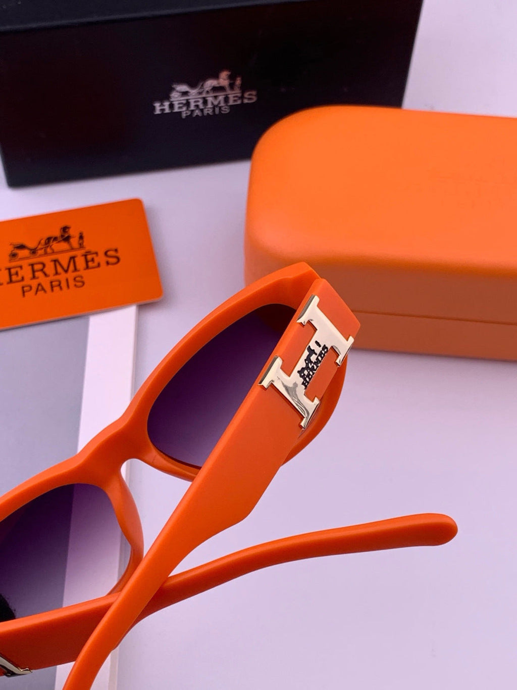 Hermès H37005 Square Red Lens Sunglasses for Men & Women - 450029 - detail image 6
