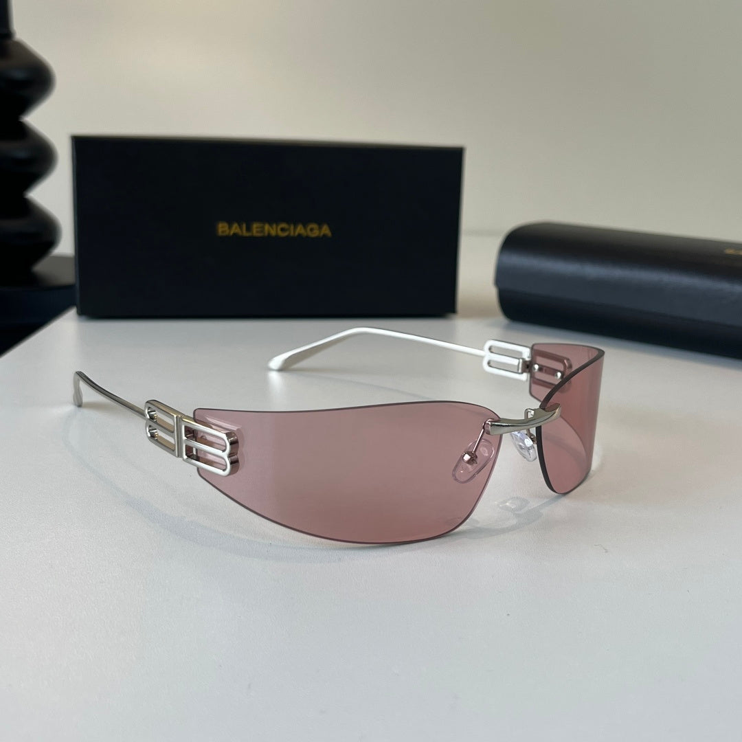 Balenciaga Rectangular Silver Lens Sunglasses for Men & Women - 466023