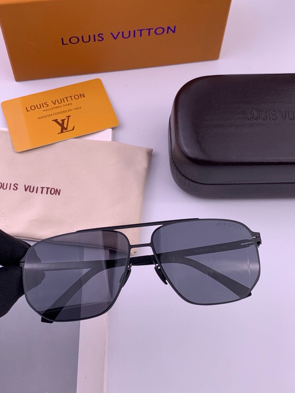 Louis Vuitton L6229 Polarized Aviator Gold Lens Sunglasses for Men