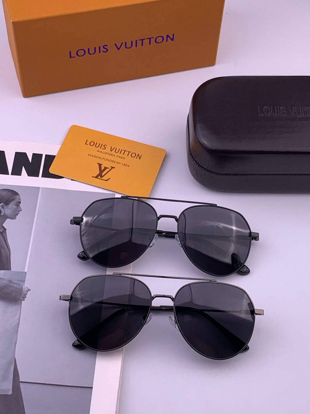 Louis Vuitton L5342 Polarized Aviator Black Lens Sunglasses for Men & Women - detail image 8