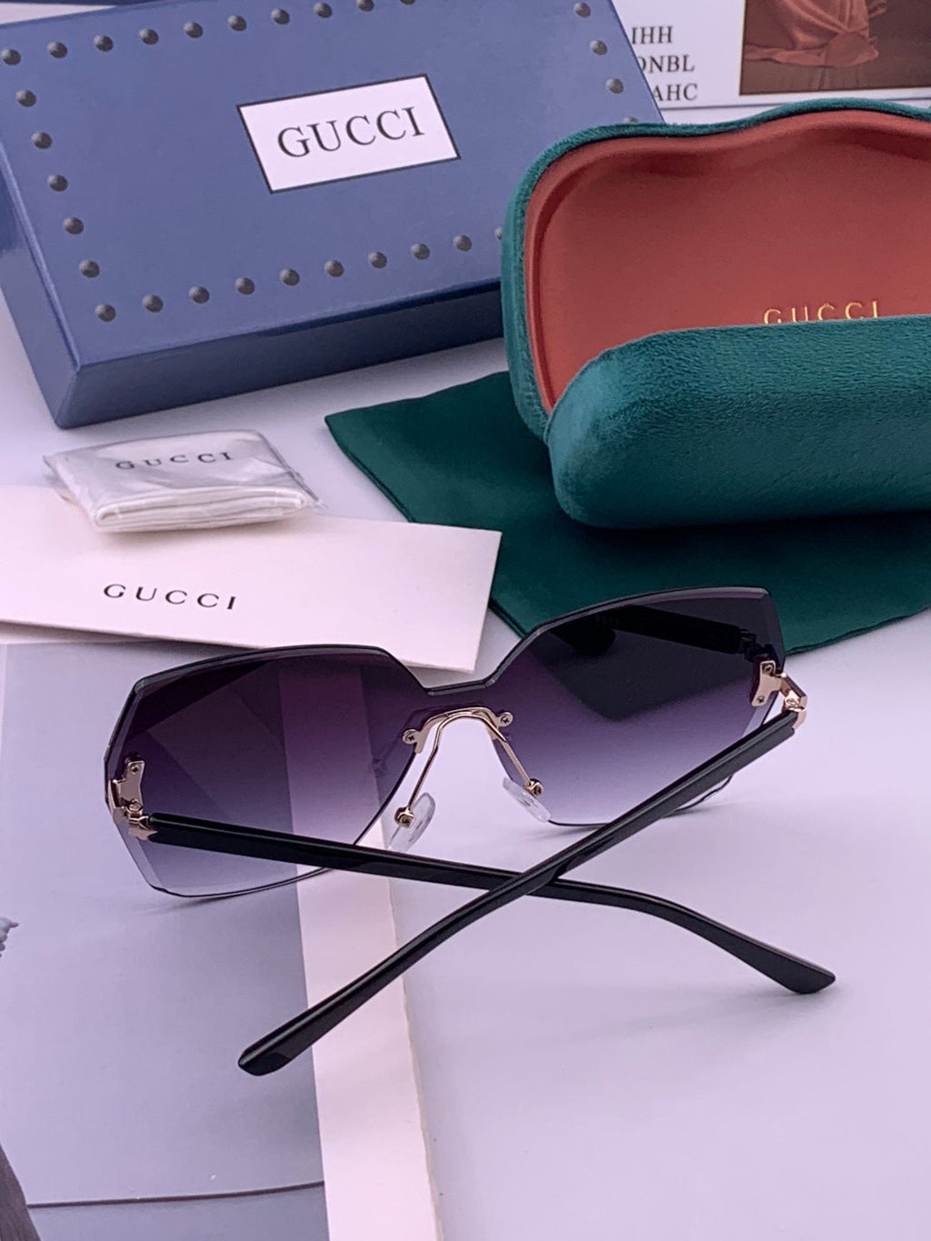 Gucci G8212 Polarized Rimless Black Lens Sunglasses for Men & Women - 493241 - detail image 5