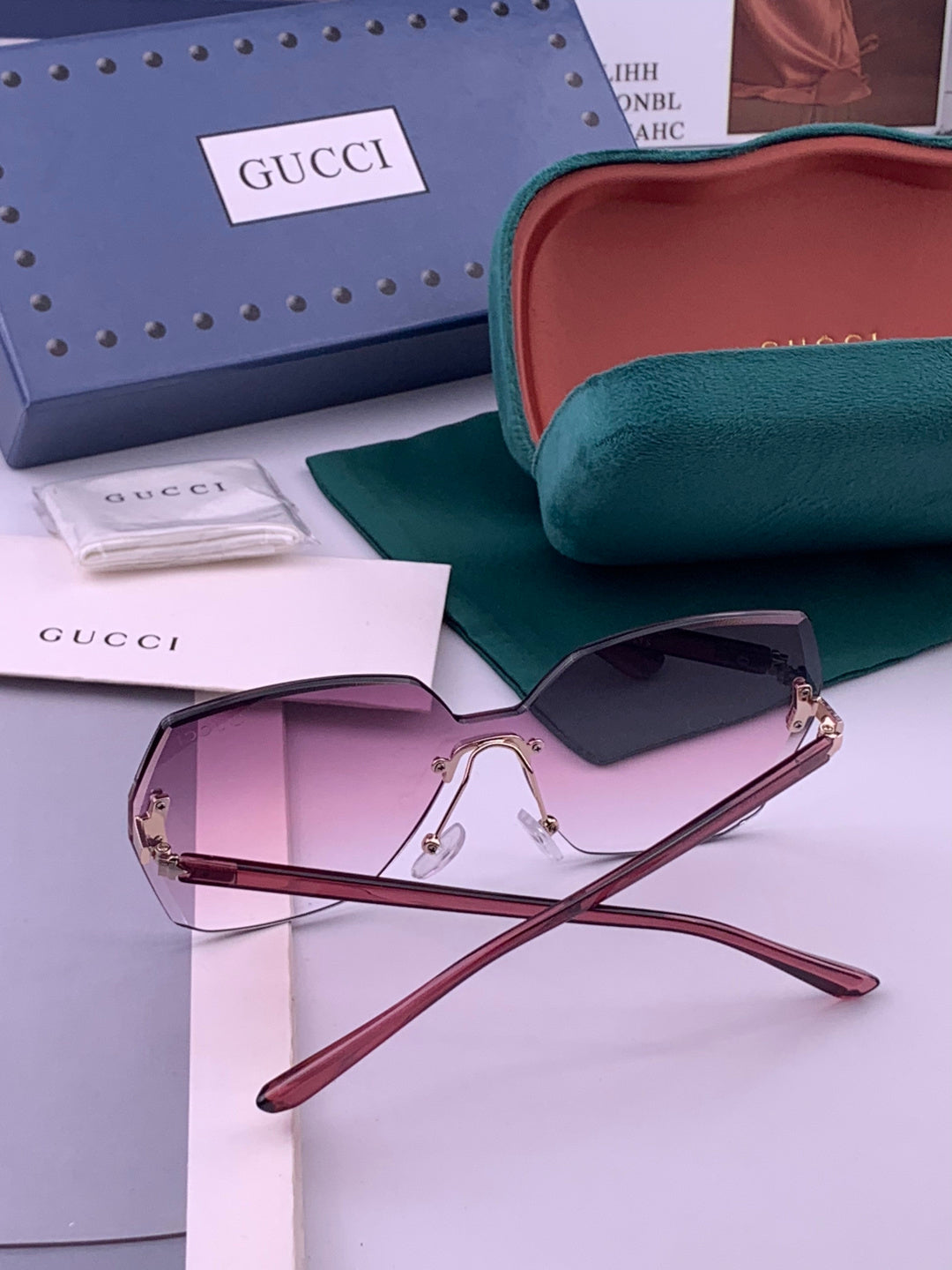 Gucci G8212 Polarized Rimless Black Lens Sunglasses for Men & Women - detail image 5