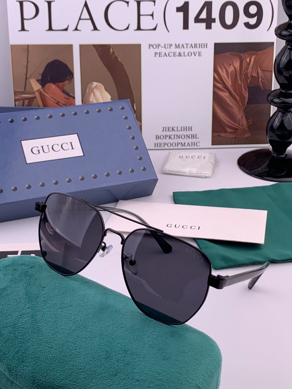 Gucci G9325 Polarized Aviator Black Lens Sunglasses for Men & Women - detail image 2