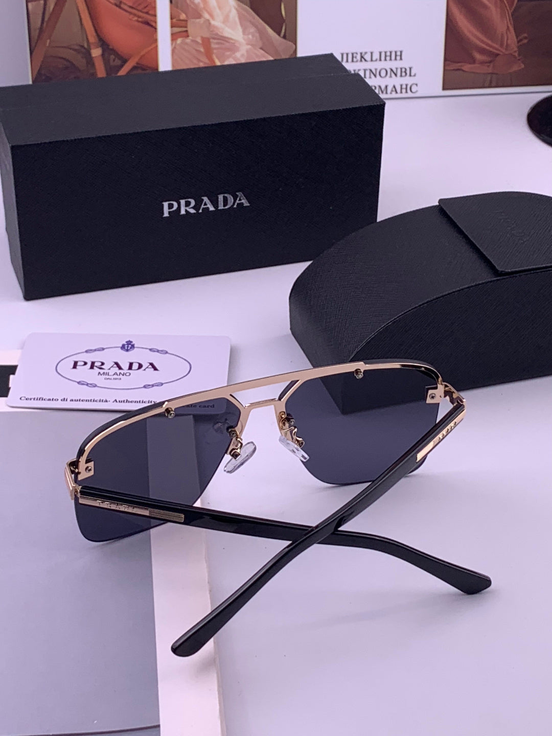 Prada Fashion Blue Lens Sunglasses for Men - 487021 - detail image 5