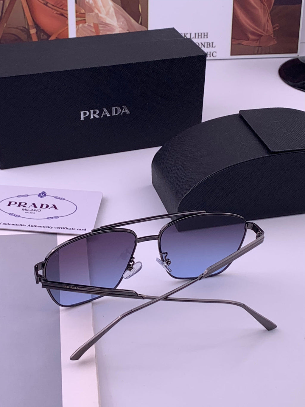 Prada Fashion Blue Lens Sunglasses for Men - 487031 - detail image 7