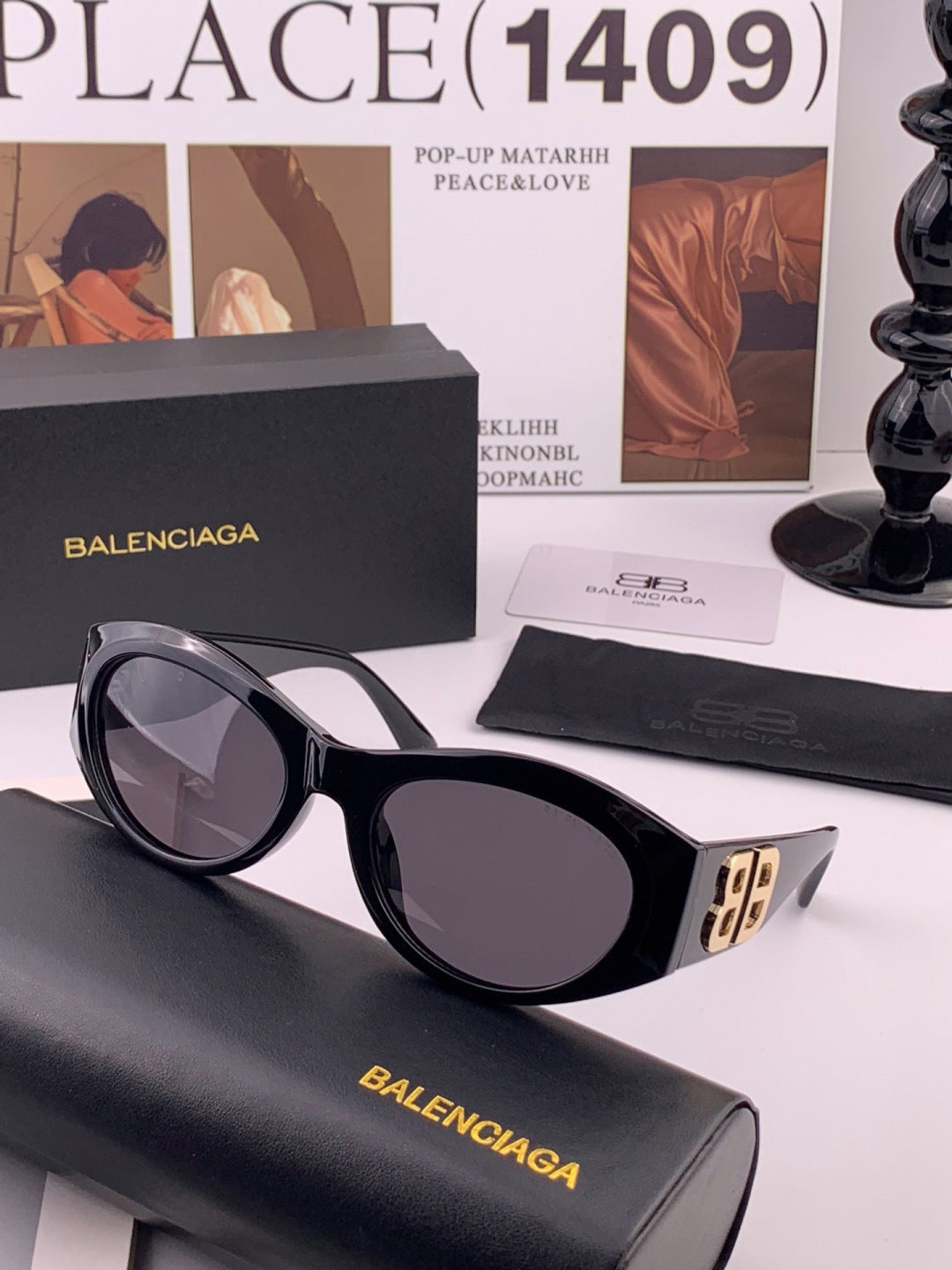Balenciaga BL2992 Polarized Metal Fashion Black Lens Sunglasses - detail image 3