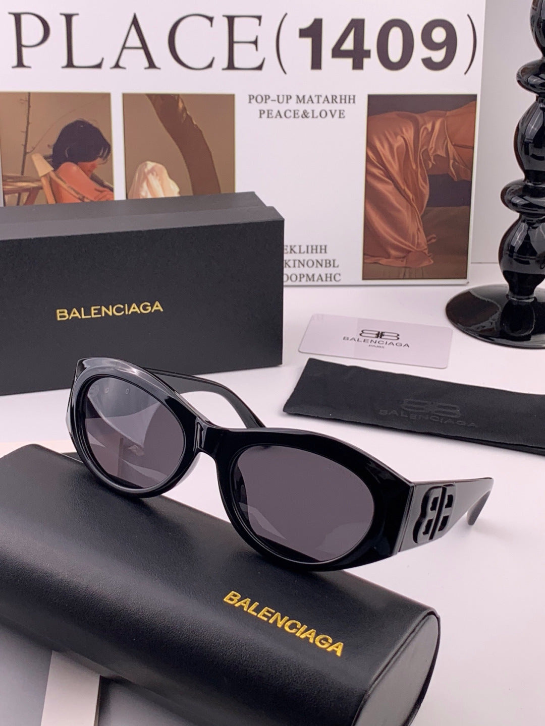 Balenciaga BL2992 Polarized Metal Fashion Black Lens Sunglasses - detail image 4