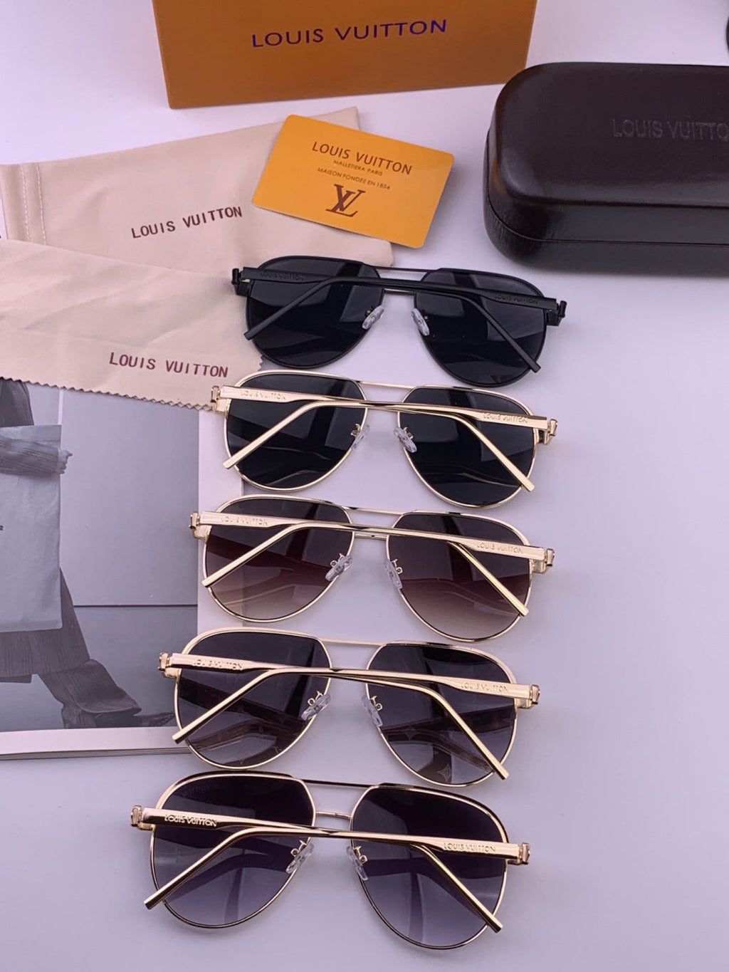 Louis Vuitton L01744 Aviator Black Lens Sunglasses for Men & Women - detail image 7