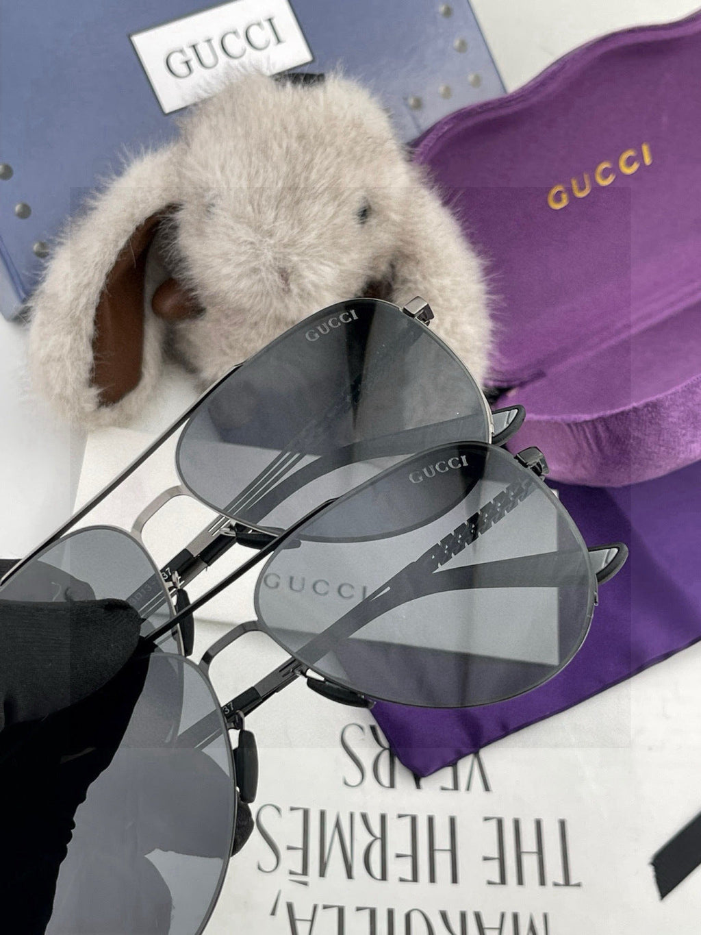 Gucci G5881 Polarized Aviator Black Lens Sunglasses for Men - detail image 6