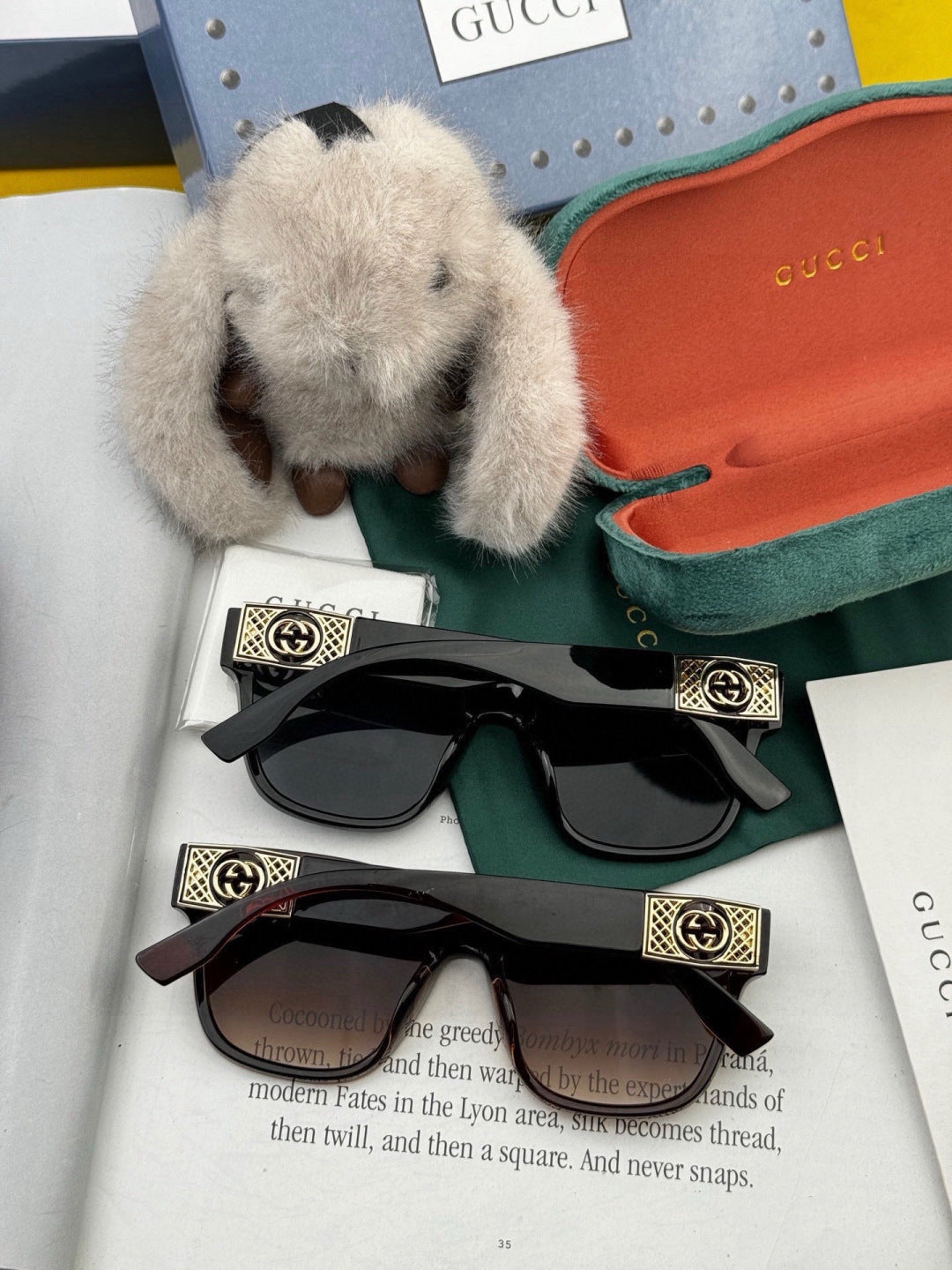 Gucci G35804 Square Gold Lens Sunglasses for Men & Women - detail image 6
