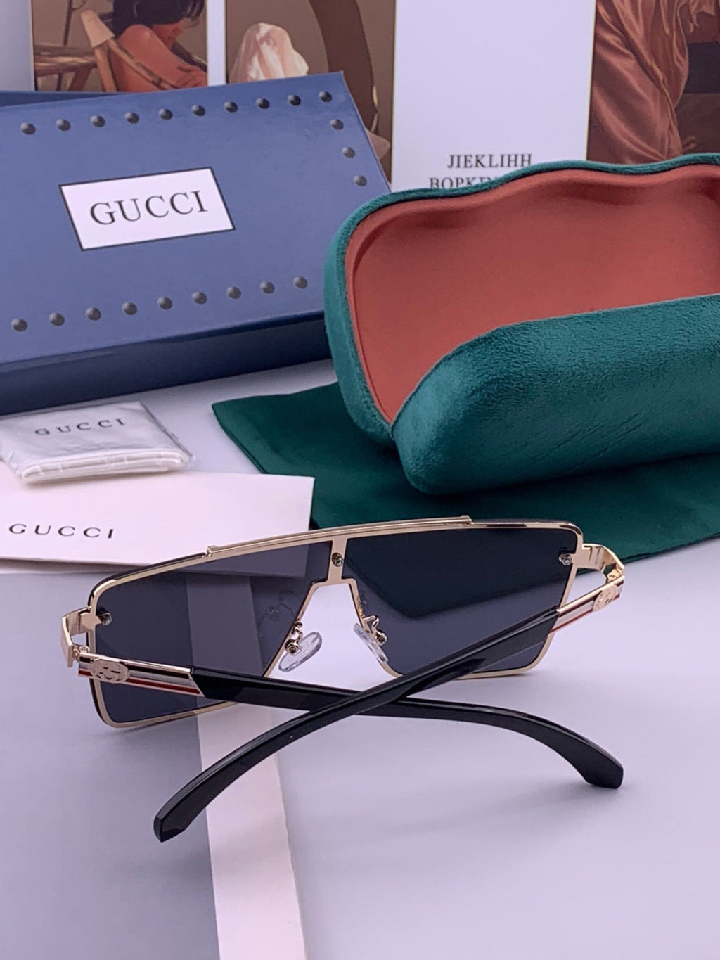 Gucci G51754 Aviator Black Lens Sunglasses for Men & Women - detail image 5