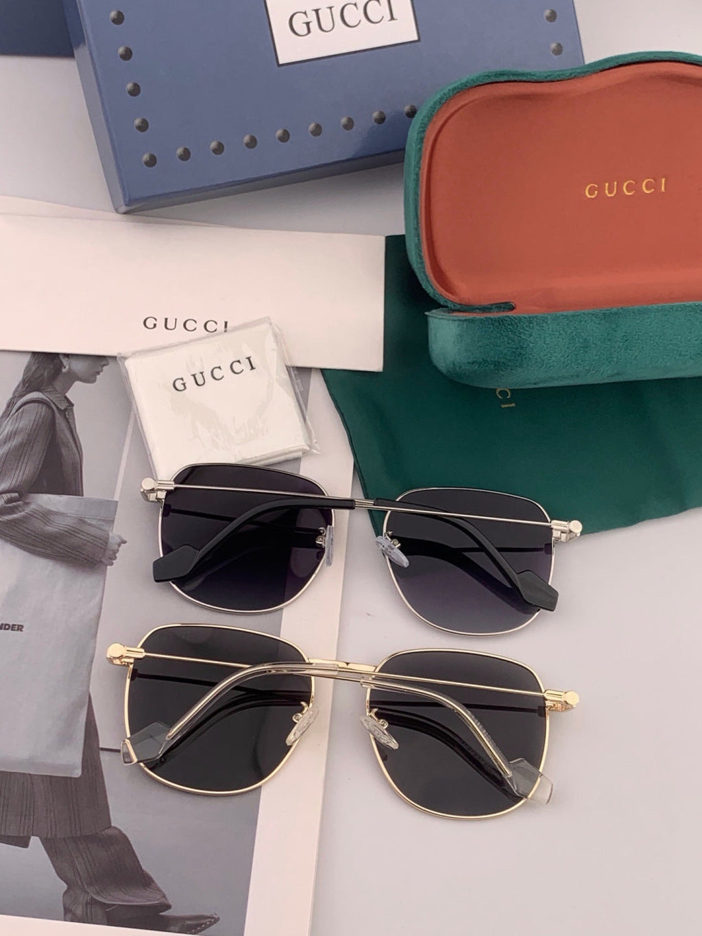 Gucci G6162 Polarized Oversized Black Lens Sunglasses for Men & Women - detail image 6