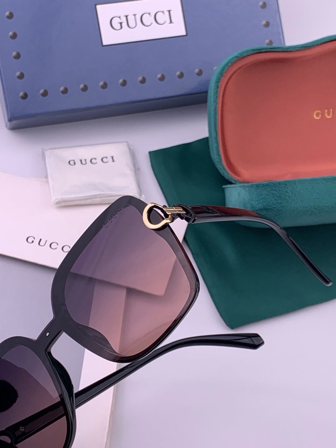 Gucci G9223 Polarized Square Brown Lens Sunglasses for Men & Women - detail image 7