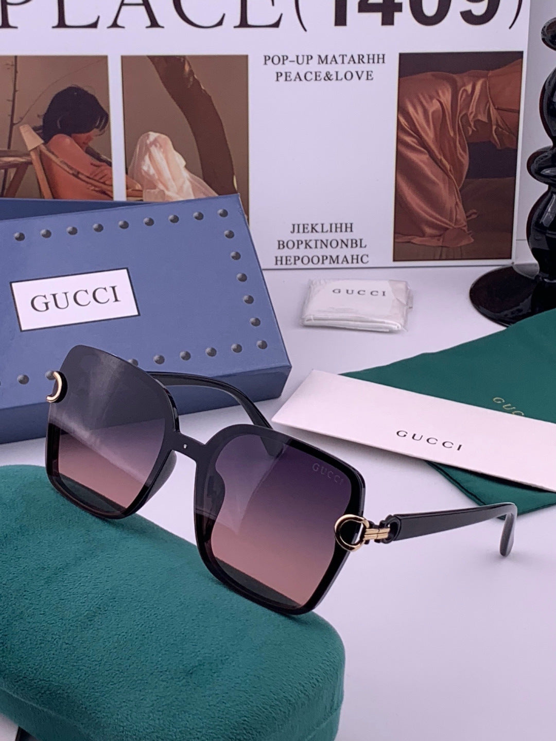 Gucci G9223 Polarized Square Brown Lens Sunglasses for Men & Women - detail image 2