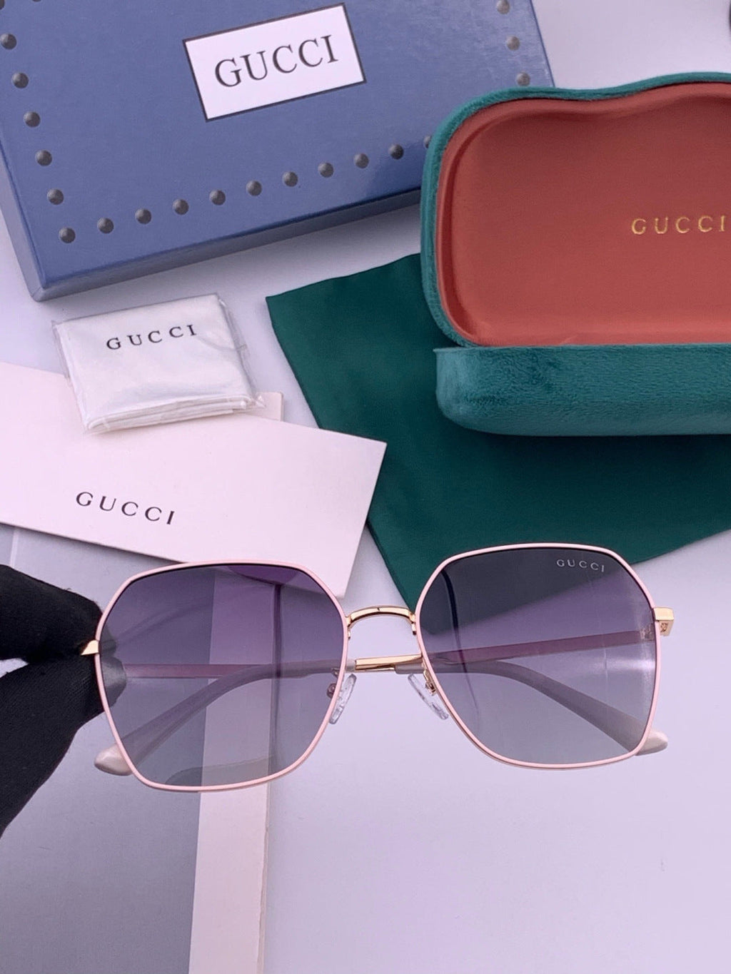 Gucci G5826 Metal Square Black Lens Sunglasses for Men & Women