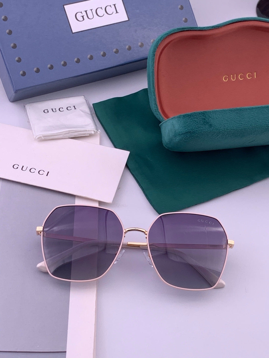 Gucci G5826 Metal Square Black Lens Sunglasses for Men & Women - detail image 8