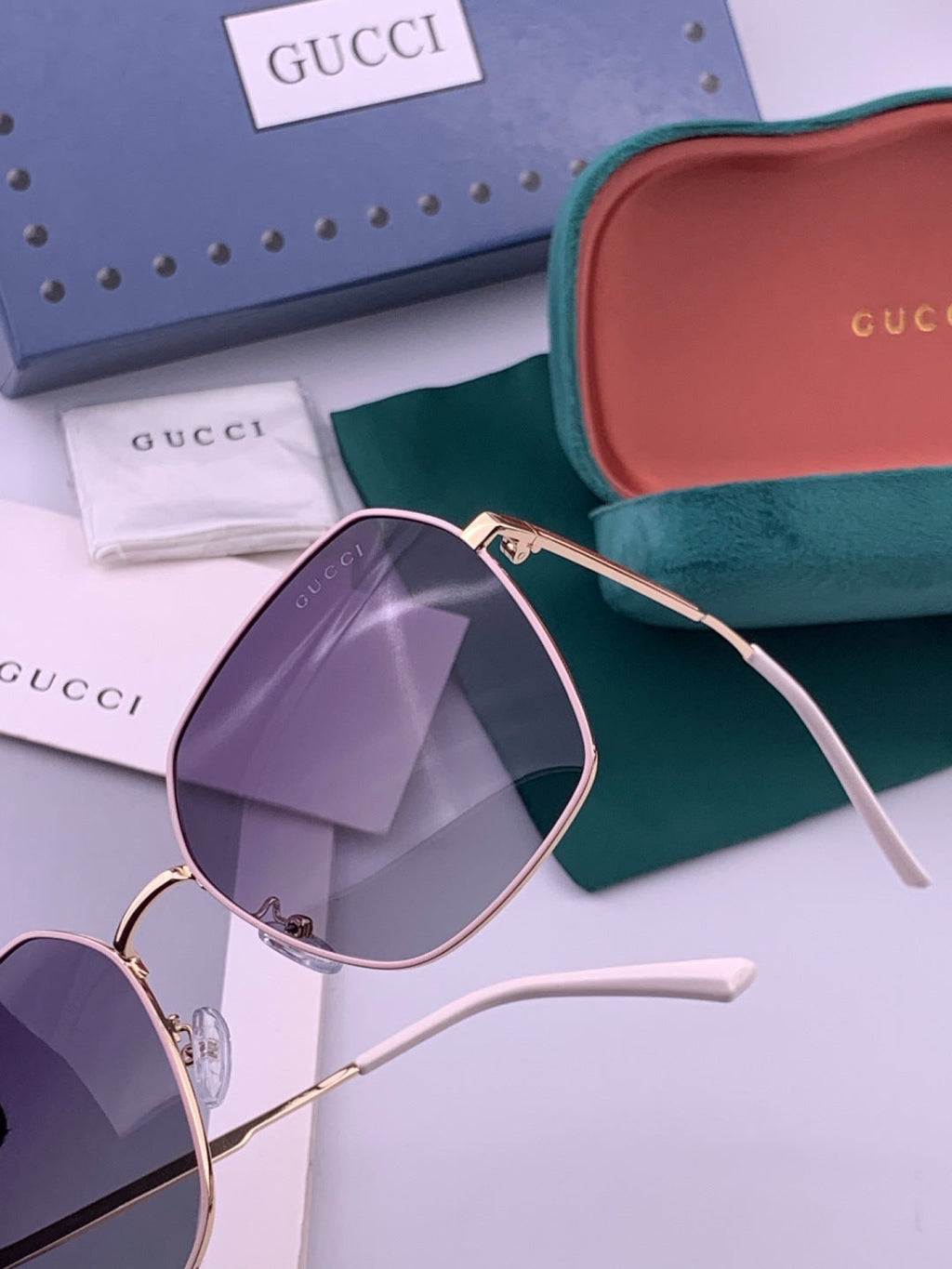 Gucci G5826 Metal Square Black Lens Sunglasses for Men & Women - detail image 3