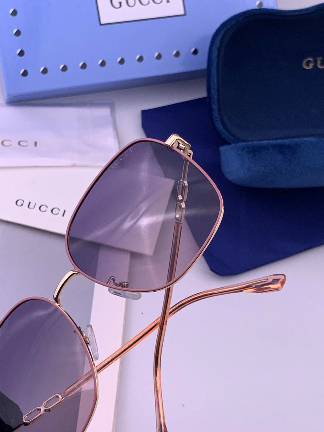 Gucci G3818 Metal Fashion Red Lens Sunglasses for Men & Women - detail image 5