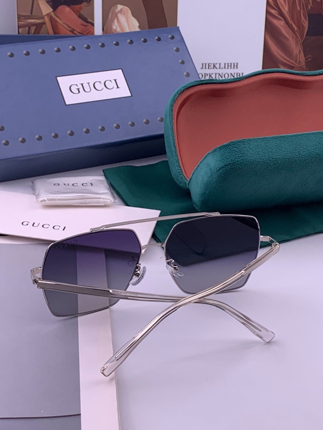Gucci G5803 Polarized Aviator Black Lens Sunglasses for Men - detail image 6