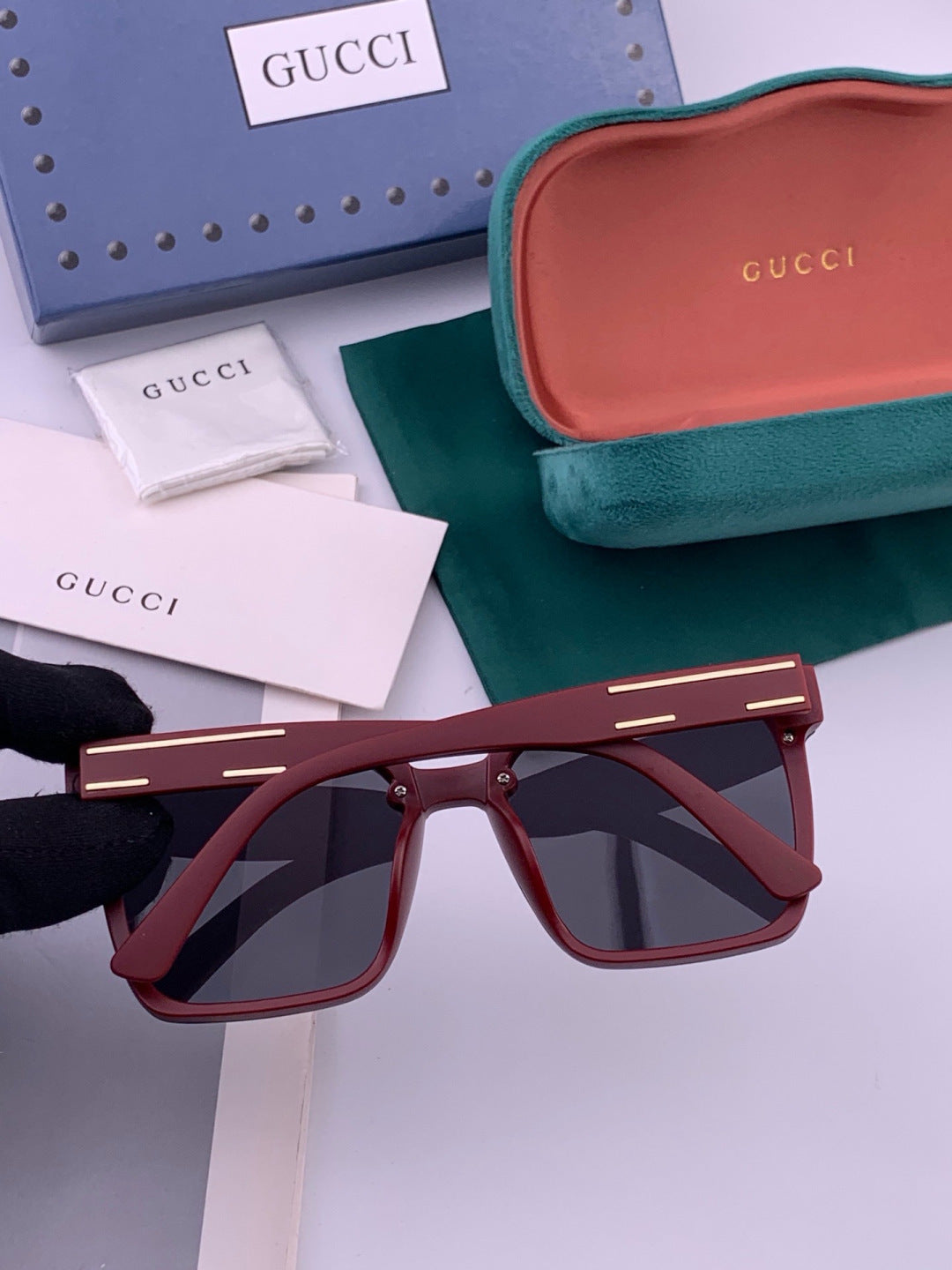 Gucci G7292 Polarized Square Gold Lens Sunglasses for Men & Women - detail image 5