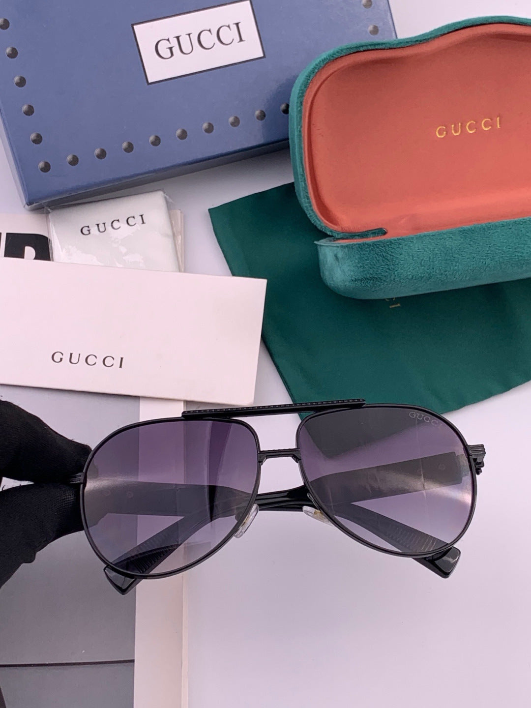 Gucci G08893 Aviator Black Lens Sunglasses for Men & Women - detail image 2