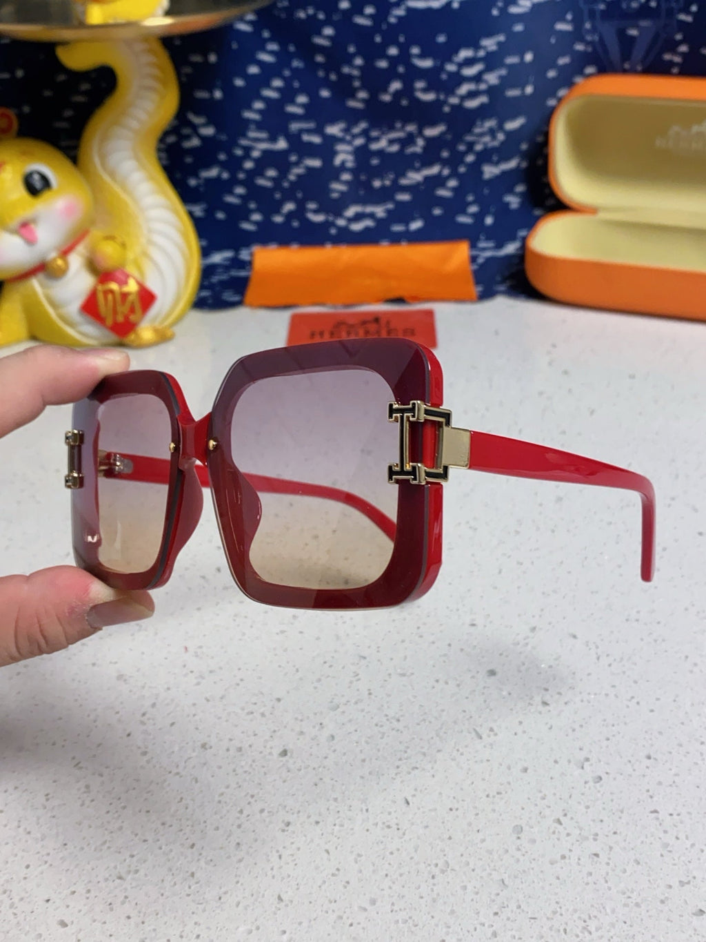 Hermès Square Red Lens Sunglasses for Men & Women - 416507 - detail image 6
