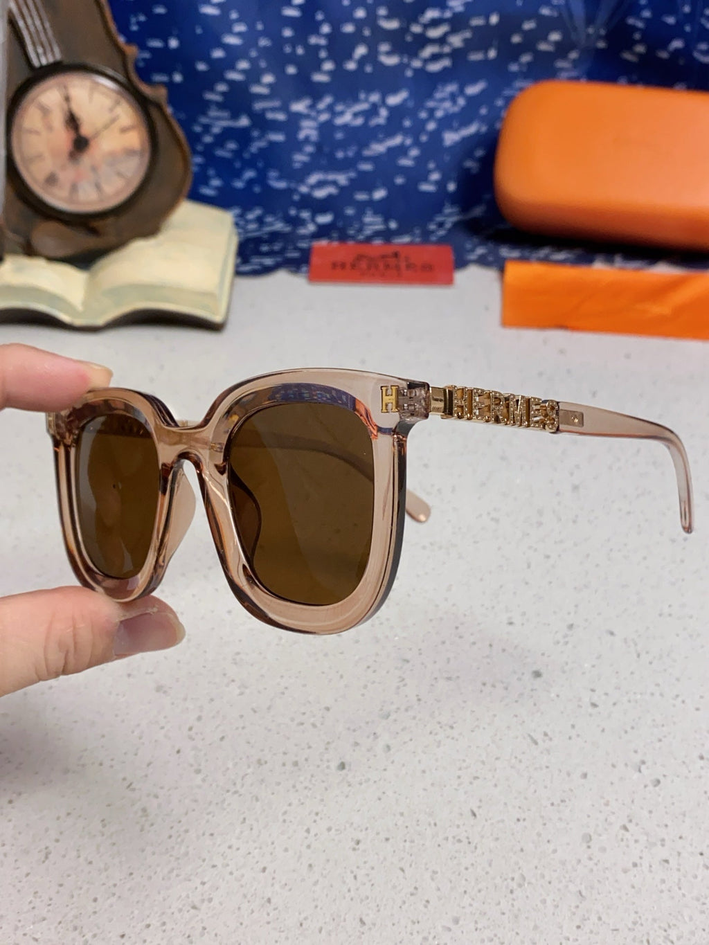 Hermès Metal Square Brown Lens Sunglasses for Men & Women - 399447 - detail image 6