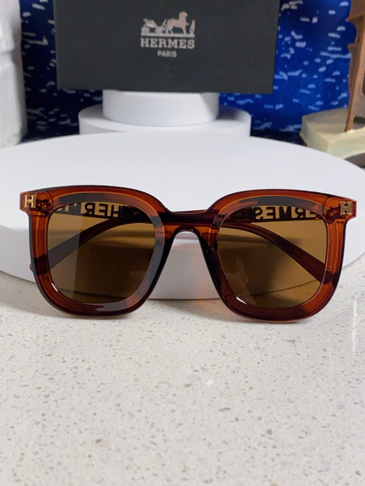 Hermès Metal Square Brown Lens Sunglasses for Men & Women - 158687 - detail image 8