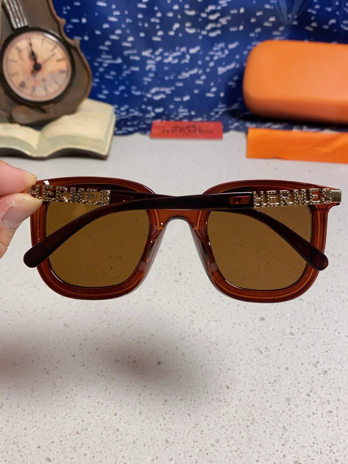 Hermès Metal Square Brown Lens Sunglasses for Men & Women - 399449 - detail image 5