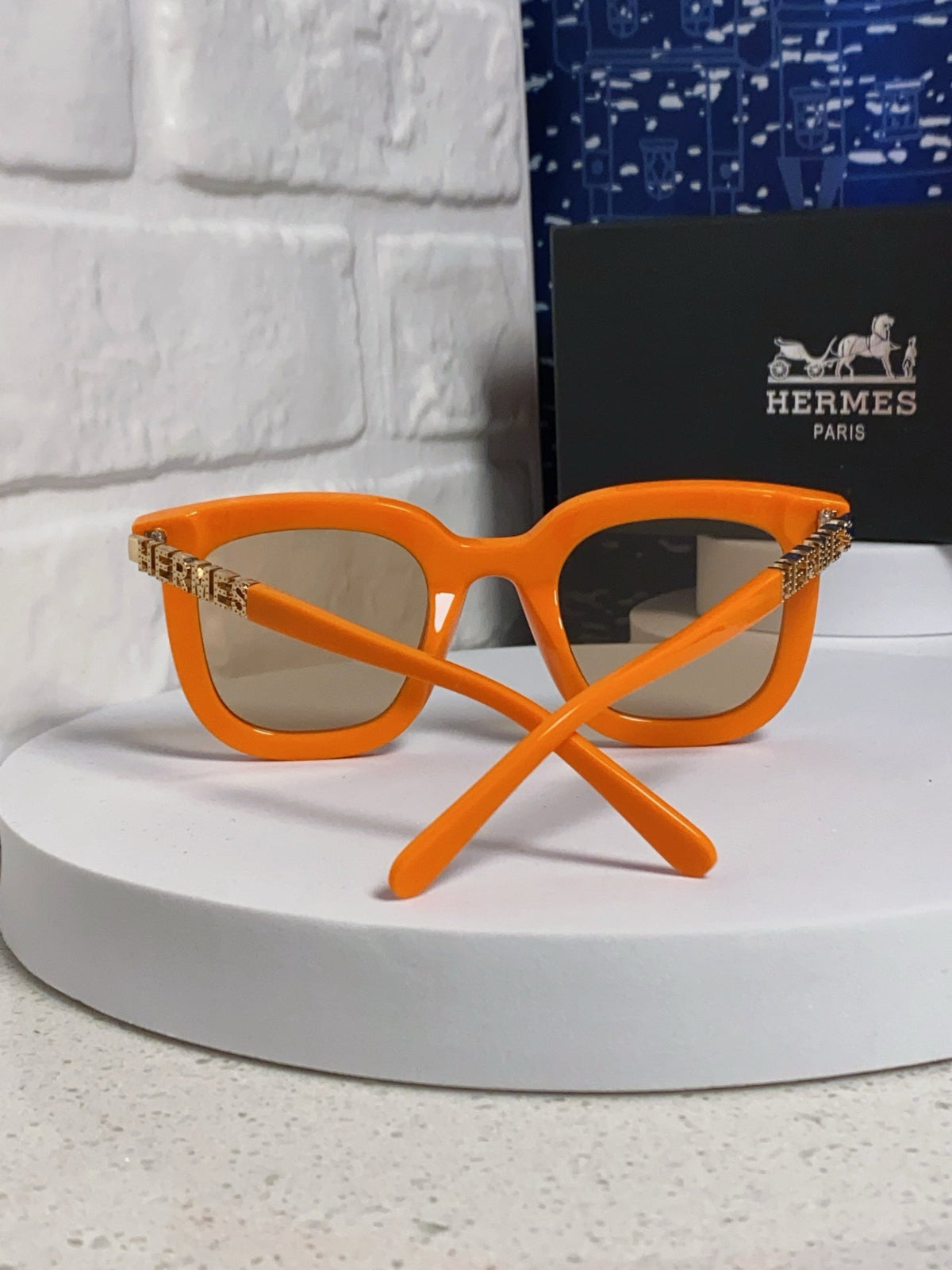 Hermès Metal Square Orange Lens Sunglasses for Men & Women - detail image 3