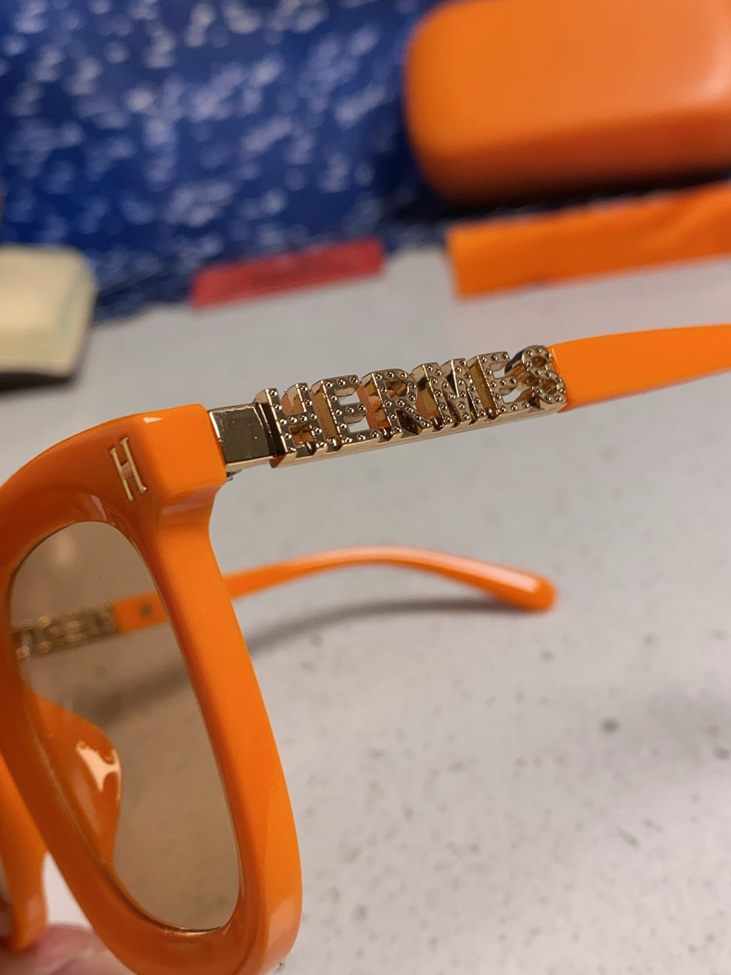 Hermès Metal Square Orange Lens Sunglasses for Men & Women - detail image 7