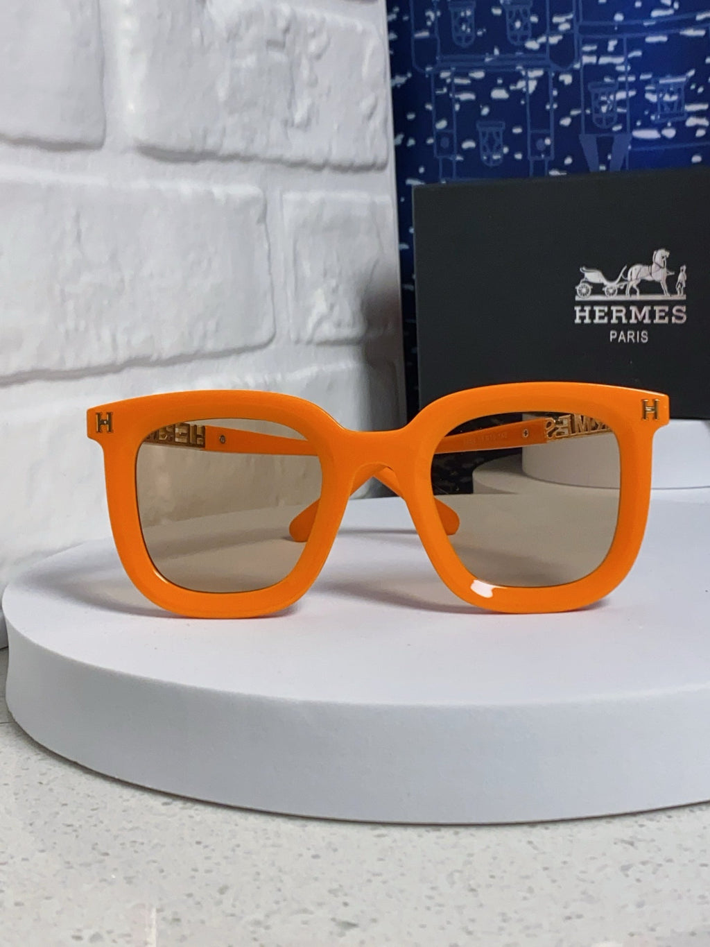 Hermès Metal Square Orange Lens Sunglasses for Men & Women - 158688 - detail image 2