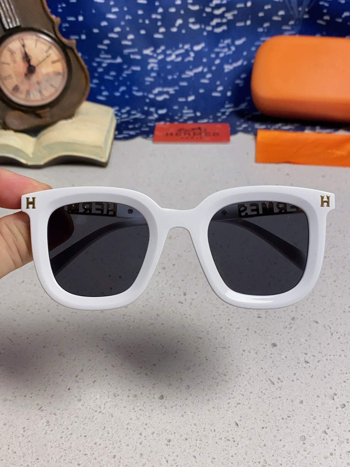 Hermès Metal Square Silver Lens Sunglasses for Men & Women - 158690 - detail image 4