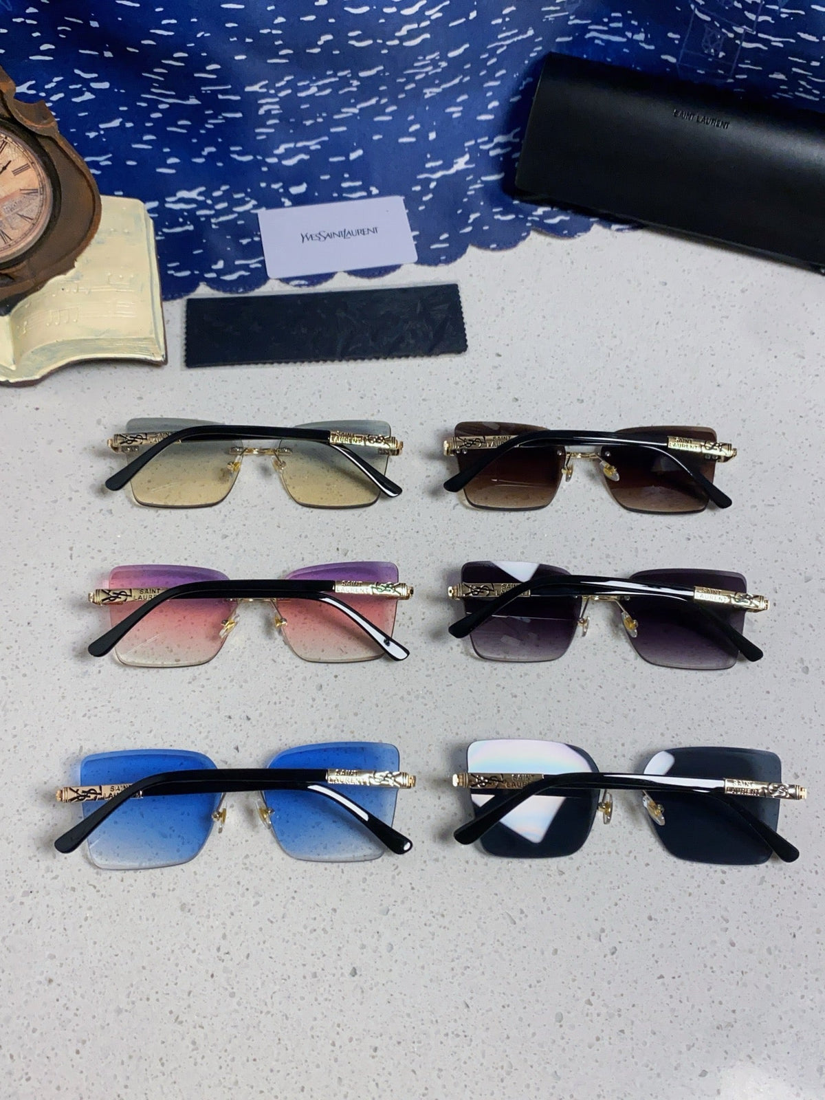 Saint Laurent Lightweight Rimless Silver Lens Sunglasses for Men & Women - detail image 11
