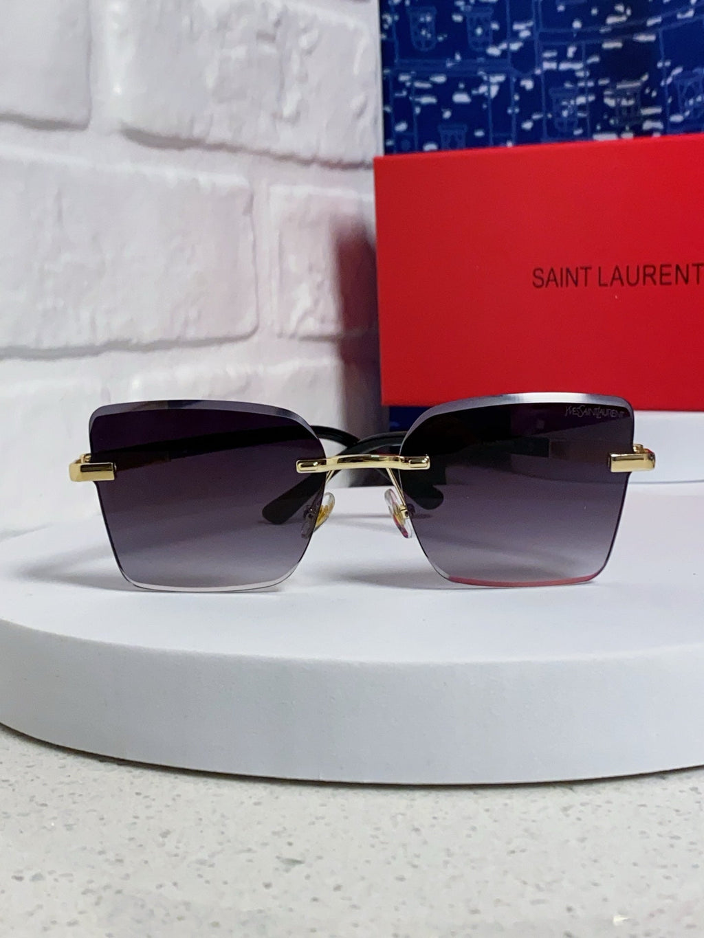 Saint Laurent Lightweight Rimless Silver Lens Sunglasses for Men & Women - detail image 2
