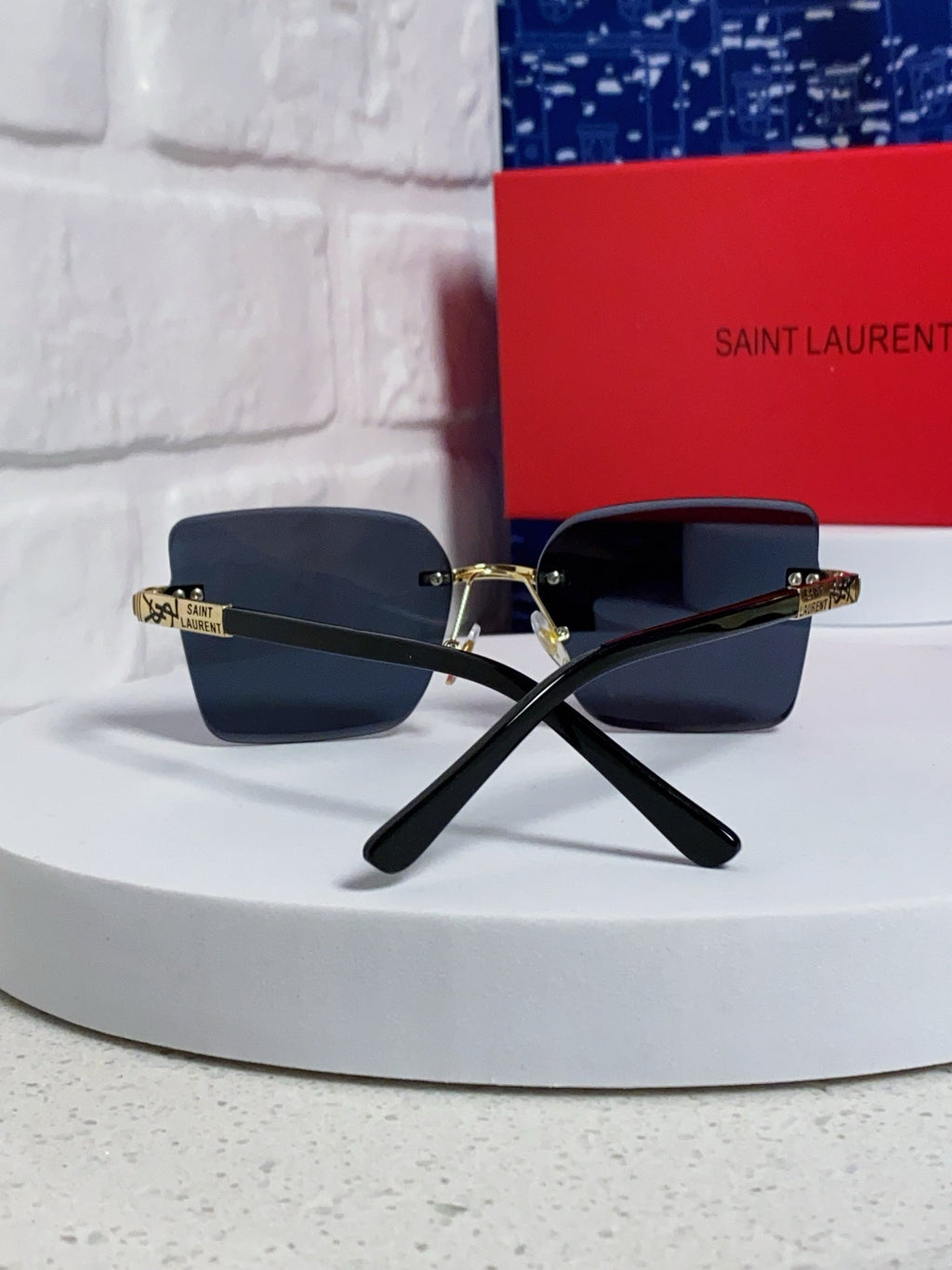 Saint Laurent Lightweight Rimless Black Lens Sunglasses for Men & Women - detail image 3
