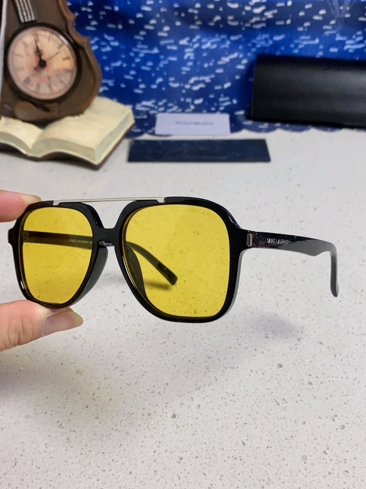 Saint Laurent SL545 Square Yellow Lens Sunglasses for Men & Women - 415567 - detail image 6