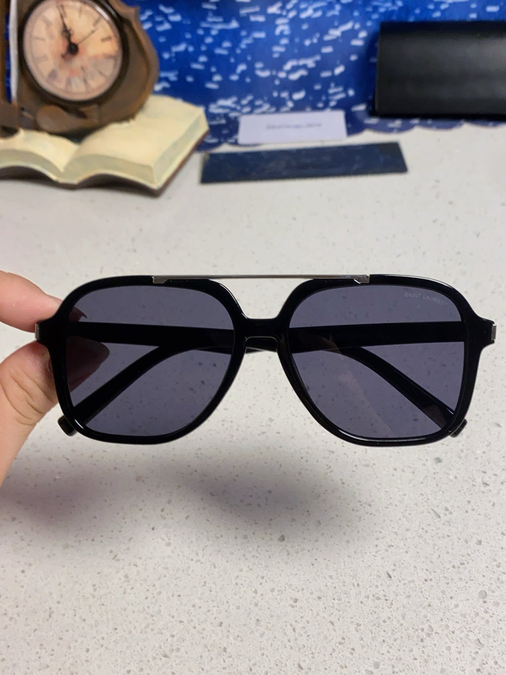 Saint Laurent SL545 Square Blue Lens Sunglasses for Men & Women - detail image 4