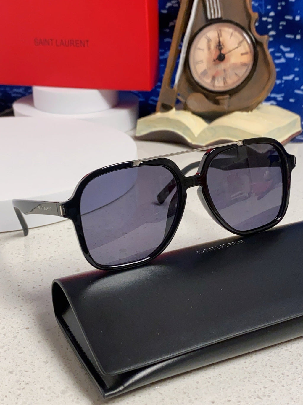 Saint Laurent SL545 Square Blue Lens Sunglasses for Men & Women - detail image 10
