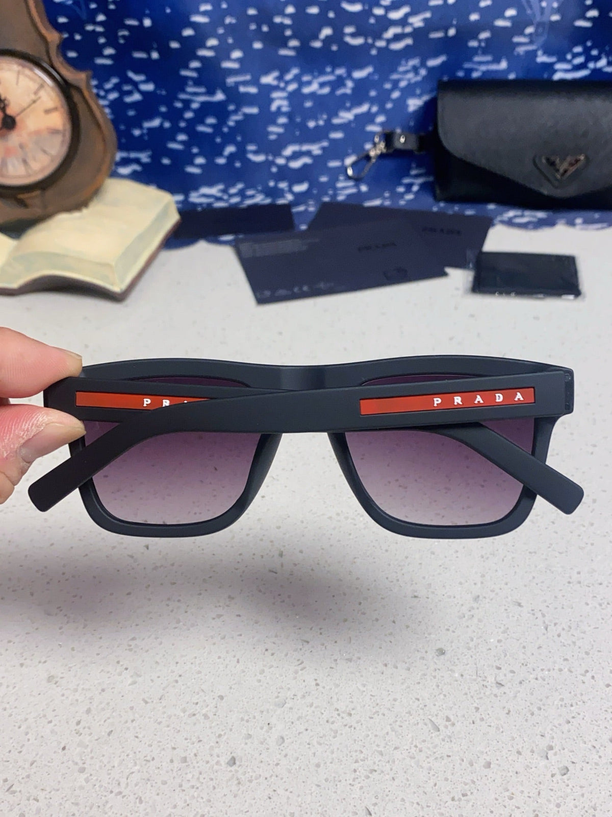 Prada Square Blue Lens Sunglasses for Men & Women - 487019 - detail image 5