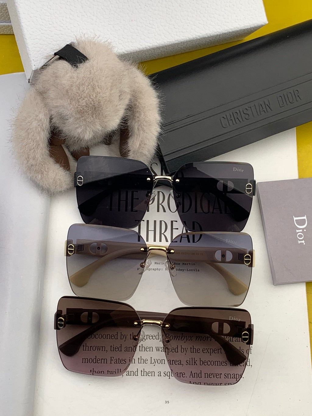 Dior D3550 Square Black Lens Sunglasses for Men & Women - 867136 - detail image 7