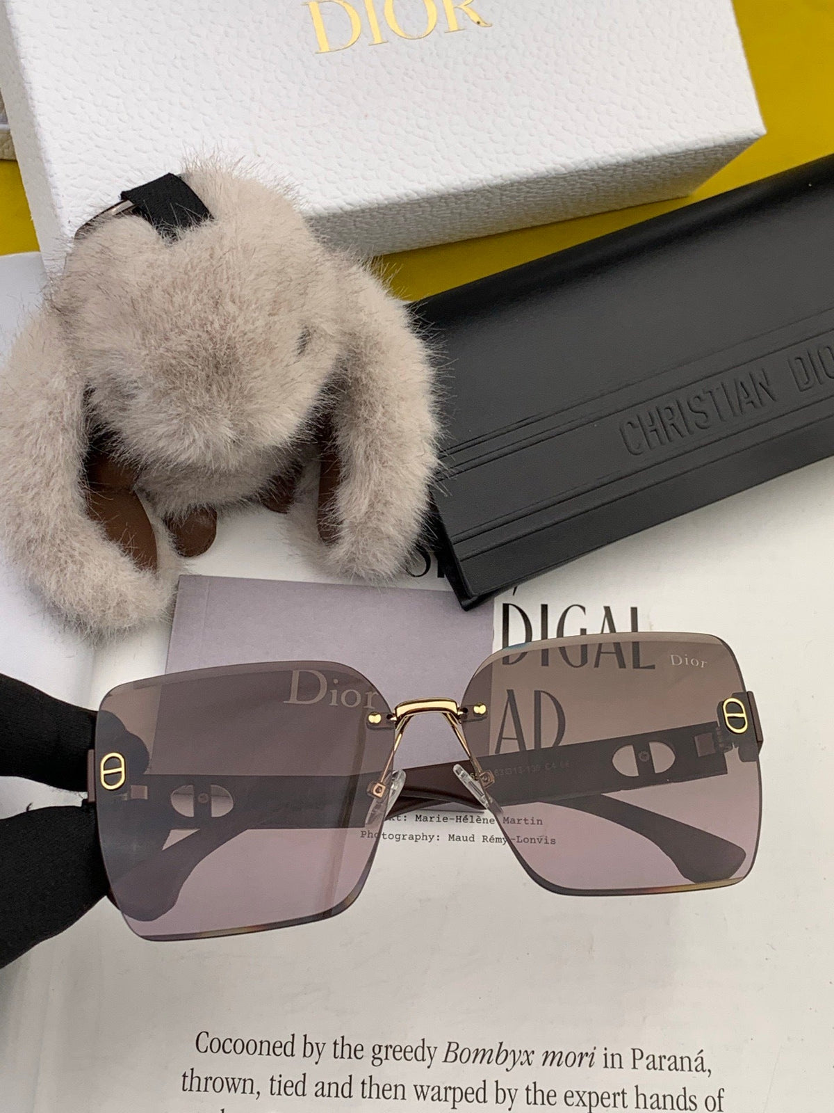 Dior D3550 Square Black Lens Sunglasses for Men & Women - 867136