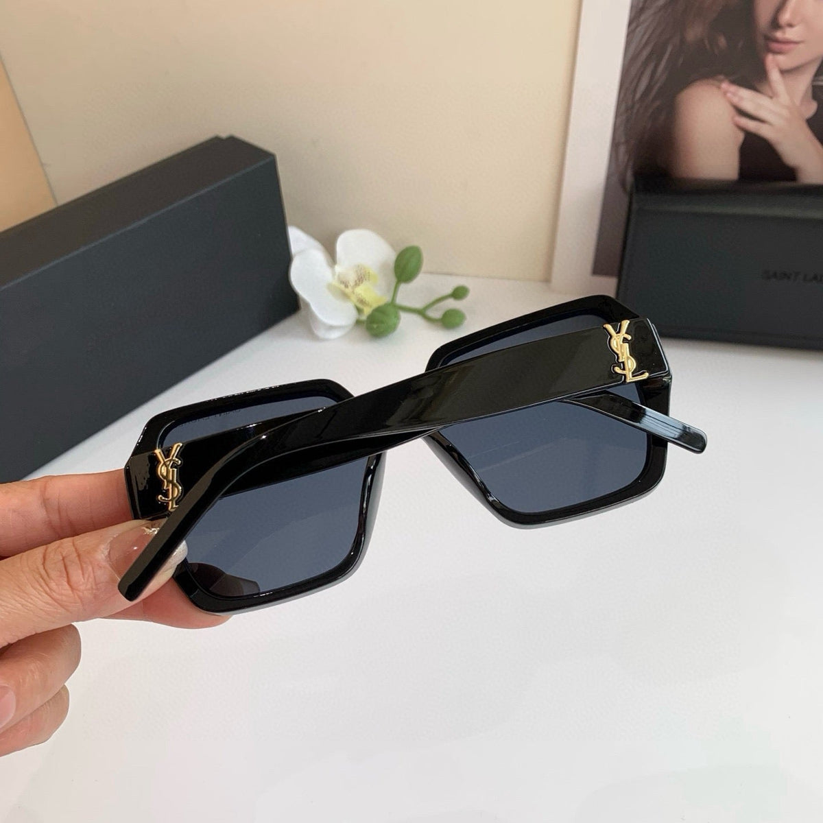 Saint Laurent Square Black Lens Sunglasses for Men & Women - 398787 - detail image 2