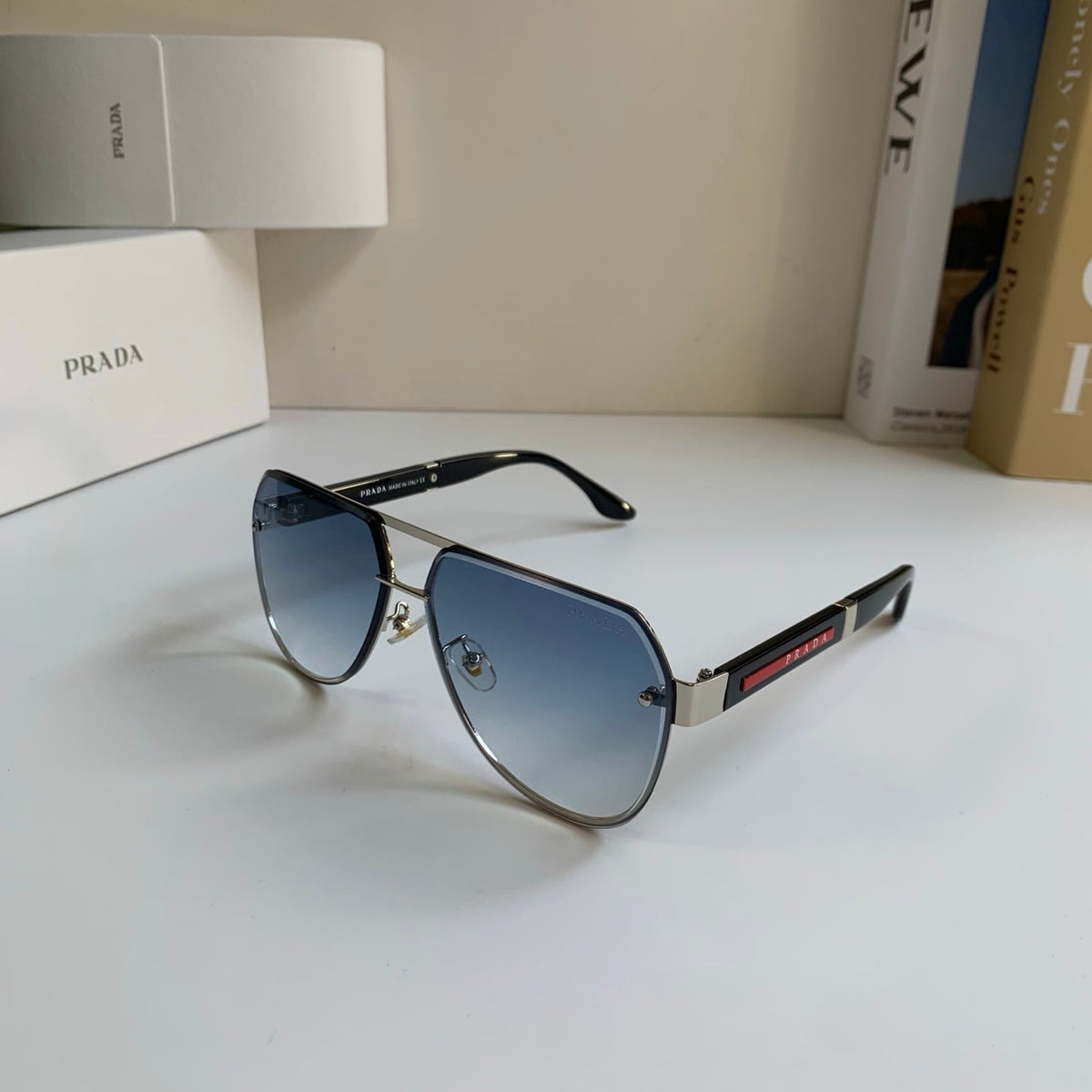 Prada Metal Aviator Silver Lens Sunglasses for Men & Women - 487132 - detail image 2